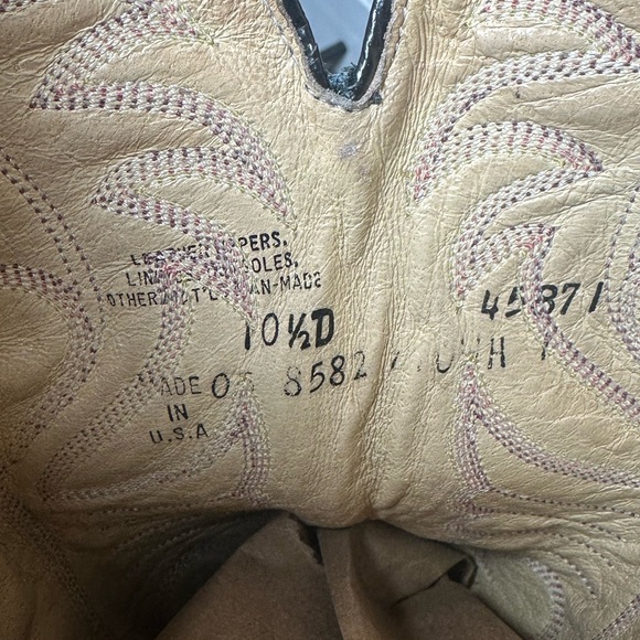 Vintage Black Western Cowboy Boots USA Made Size 10.5D Leather Embroidered Class - Picture 9 of 9